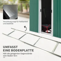 Outsunny Metall Gerätehaus 6,3m³ 280x130x172cm Geräteschuppen mit Pultdach Schiebetür wetterfest Gartenhaus Outdoor Garten Schuppen Schrank für Hinterhof Außenbereich Anthrazit, Dunkelgrün(m-6)