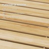 Outsunny Camino de Jardín de Madera 120x38 cm Pasarela Recta Enrollable para Exteriores Resistente a la Intemperie Natural(m-6)