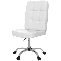 Vinsetto Silla de Oficina sin Brazos Silla de Escritorio Giratorio de Piel Sintética con Altura Ajustable 45x59x90-100 cm Blanco(m-11)