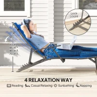 Outsunny Set of Two Adjustable Back Sun Loungers - Blue(m-4)