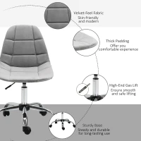 Vinsetto Ergonomic Office Chair with Adjustable Height and Wheels Velvet Executive Chair Armless for Home Study Bedroom Grey(m-6)