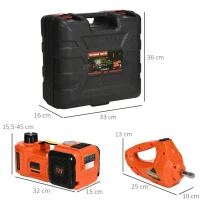 DURHAND Kit de Gato Eléctrico para Coche 12V 15,5-45cm Kit Elevación de Automóvil con Luz e Inflador 36x33x16cm Naranja(m-3)