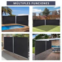 Outsunny Toldo Lateral Retráctil Doble 600x160 cm Pantalla de Privacidad Extensible con Ángulo Ajustable y Protección UV 50+ para Jardín Balcón Terraza Gris Oscuro(m-8)