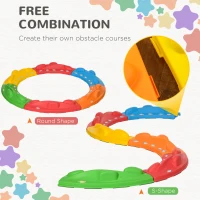 ZONEKIZ Kids Balance Beam, Kids 6 Pieces Stepping Stones Obstacle Course, for Ages 3-8 Years - Multicoloured(m-4)