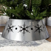 HOMCOM Christmas Tree Collar, 66cm Christmas Tree Base Cover with Hollow Snowflake Patterns, Xmas Decoration for Party, Holiday, Home, Silver(m-7)