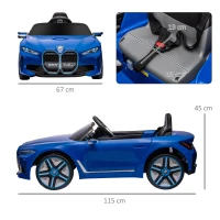 HOMCOM BMW i4 Licensed 12V Kids Electric Ride-On Car, Blue(m-3)