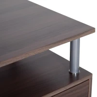 HOMCOM Computertisch Schreibtisch Bürotisch PC Tisch Arbeitstisch Kombitisch Braun(m-8)