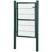 HOMCOM Gartentor Gartentür Zauntor Hoftür aus Stahl mit Griff Schloss und Schlüsseln 97 x 170 cm Grün(m-10)