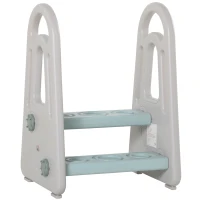HOMCOM Kids Toddler Step Stool Ladder Kitchen Helper for Toilet Potty Training Bathroom Sink Bedroom Blue and Grey(m-11)