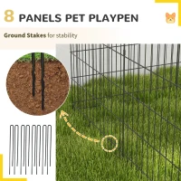 PawHut 8 Panel DIY Dog Pen with Door, for Dogs, Small Animals, Indoor/Outdoor Use, 76cm High(m-6)