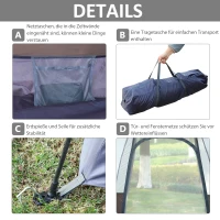 Outsunny Kuppelzelt, Campingzelt für 3-4 Personen, 260 cm x 260 cm x 150 cm, Grau + Schwarz(m-6)