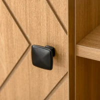 HOMCOM Aparador para Comedor Cocina con Estantes Abiertos 2 Puertas y Baldas Ajustables Estilo Moderno Gran Almacenaje para Sala de Estar 100x35x80 cm Roble(m-9)