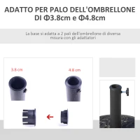 Outsunny Base per Ombrellone 9kg in Resina con Finiture in Bronzo Φ45.5 x 31.5cm Nero(m-5)