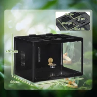 PawHut Terrario per Tartarughe di Terra e Rettili con Termometro 18-34℃, 60x40x40.5 cm, Nero(m-3)