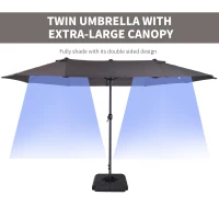 Outsunny 4.6m Garden Parasol Double-Sided Sun Umbrella Patio Market Shelter Canopy Shade with Weight Base, Grey(m-4)