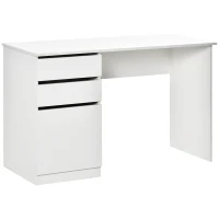 HOMCOM Schreibtisch Computertisch mit 2 Schubladen Schrank Arbeitstisch Bürotisch große Tischplatte modern Weiß 120 x 50 x 75 cm(m-1)