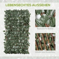 Outsunny 8 Stück künstliches Pflanzenwand Hecke UV-Schutz Sichtschutz Rhododendronblätter Design 200 X 100 Heckenpflanze für Garten Outdoor Dekor(m-5)