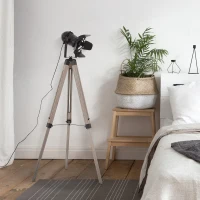 HOMCOM Lampadaire trépied style industriel hauteur réglable H100-140 cm noir(m-2)