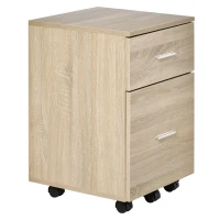 Vinsetto Bürocontainer mit 2 Schubladen Hängeregistratur Aktenschrank Büroschrank Aufbewahrung von Akten Spanplatte Natur 39,5 x 39 x 58,5 cm(m-10)