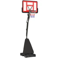 SPORTNOW 245-305cm Adjustable Basketball Hoop and Stand, with Wheels, Red(m-1)