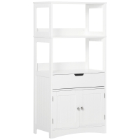kleankin Armoire SDB MDF Blanc 2 Portes 3 Étagères