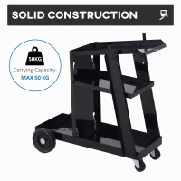 DURHAND Welding Cart Welder Trolley Garage for Gas Bottles w/ Safety Chain, Wheels, Black(m-6)