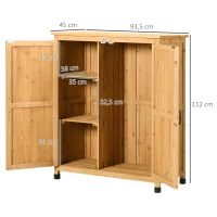 Outsunny Armoire de jardin en bois remise pour outils sur pieds avec 2 portes 2 étagères 94 x 45 x 112 cm jaune(m-3)