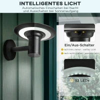 Outsunny Gartenlicht Gartenbeleuchtung Outdoor-Beleuchtung, wetterbeständig,  25 cm x 23,5 cm x 22 cm, Schwarz(m-6)