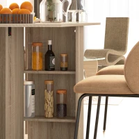 HOMCOM Mesa Plegable con 2 Alas Abatibles de Madera 2 Estantes y Ruedas para Cocina Comedor 75x140x74 cm Madera Natural(m-8)