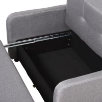 HOMCOM Schlafsofa für 2 Personen, mit Stauraum, leichter Umbau, flexibles Design, Grau(m-9)