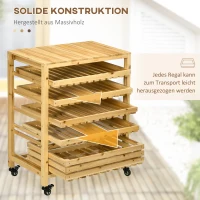 Outsunny Gemüsehorde mit 5 Regalen, Obstkiste, Gemüsekiste, wetterbeständig, 4 Rollen, 73 cm x 45 cm x 91 cm, Natur(m-5)