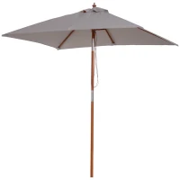 Outsunny Parasol de jardin extérieur Parasol rectangulaire inclinable bois polyester haute densité 2L x 1,5l x 2,3H m gris clair(m-10)