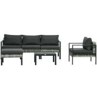 Outsunny Six-Piece Rattan Garden Sofa Set - Dark Grey(m-11)