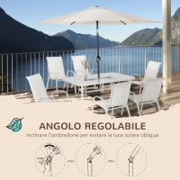 Outsunny Set da Giardino 8 Pezzi con Sedie, Ombrellone e Tavolo con Piano in Vetro(m-4)
