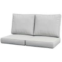 Outsunny 2 Seater Back and Seat Cushion Pillows Replacement, Patio Chair Cushions Set for Indoor Outdoor, Light Grey(m-11)