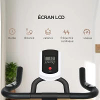 SPORTNOW Vélo d'appartement vélo de Fitness avec écran LCD multifonctions selle et guidon réglables acier noir et bleu(m-4)
