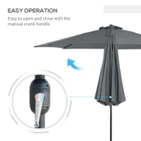 Outsunny 3(m) Tilting Parasol Garden Umbrellas, Outdoor Sun Shade with 8 Ribs, Tilt and Crank Handle for Balcony, Bench, Garden, Dark Grey(m-5)
