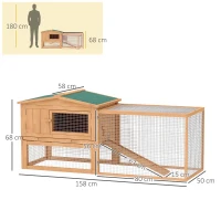 Pawhut Wooden Rabbit Hutch Guinea Pig hutch House 2 Tier with Rabbit Run for Outdoor Garden Backyard, 85 x 24 x 57cm(m-3)