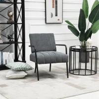 HOMCOM Einzelsessel Polstersessel Sessel Sitzmöbel Samtoptik Retrodesign Metall Schaumstoff Grau+Schwarz 59 x 75 x 77 cm(m-2)