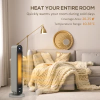 HOMCOM 2kW PTC Ceramic Tower Heater, 10-35°C Temperature Range(m-4)