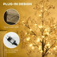 HOMCOM 4ft Artificial Gypsophila Blossom Tree Light with 72 Warm White LED Light, Baby Breath Flowers for Home Party Wedding, Indoor and Outdoor Use(m-8)