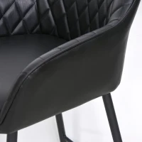 HOMCOM 2er-Set Barhocker mit Fußstütze, Barstühle mit Rückenlehne, Industrie Design Bistrohocker, Esszimmerstühle, PU, Schwarz, 55,5 x 57,5 x 93 cm(m-7)