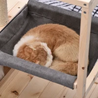 PawHut Arbre à chat design contemporain griffoir grattoir sisal naturel centre d'activités niche hamac plate-formes bois massif sapin lin gris(m-6)
