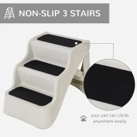 PawHut 3-steps Dog Stairs, Plastic Cat Ladder Lightweight, Pet Access Steps, for Bed, Sofa, Non-slip Stickers, White(m-4)
