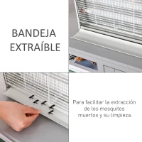 Outsunny Lámpara Anti-mosquitos Lámpara Mata Insectos Eléctrico Luz Ultravioleta 20W con 2 Tubos Área de Acción 60m² Interiores Exteriores 39x7,5x26,5 cm Blanco(m-4)