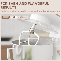 HOMCOM 1300W Kitchen Stand Mixer, with Accessories - White(m-6)