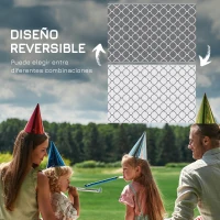 Outsunny Alfombra Exterior Reversible 182x274 cm de Plástico Impermeable para Terraza Patio Camping Playa Gris y Blanco(m-7)