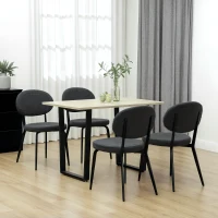 HOMCOM Set of Four Boucle Dining Chairs - Black(m-2)