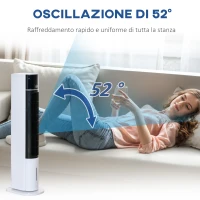 HOMCOM Ventilatore Raffrescatore Evaporativo 3 Modalità e 3 Velocità, Timer, Oscillazione e Telecomando, Bianco(m-9)