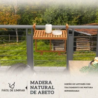 Outsunny Mesa Colgante para Balcón Plegable de Madera con Altura Ajustable en 4 Niveles Carga 20 kg 68x65x40,5-55 cm Natural(m-5)